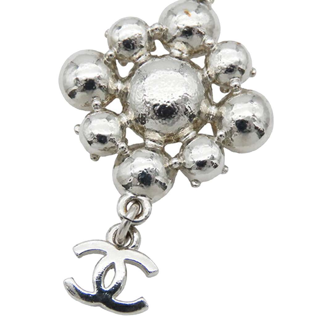 Chanel CC Silver Plated Crystal Cluster Pendant Necklace - 4