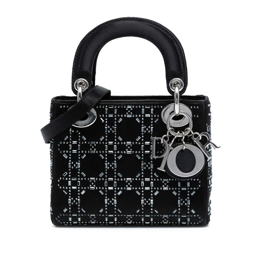 Dior Mini Satin Cannage Strass Crystal Embellished Lady Dior
