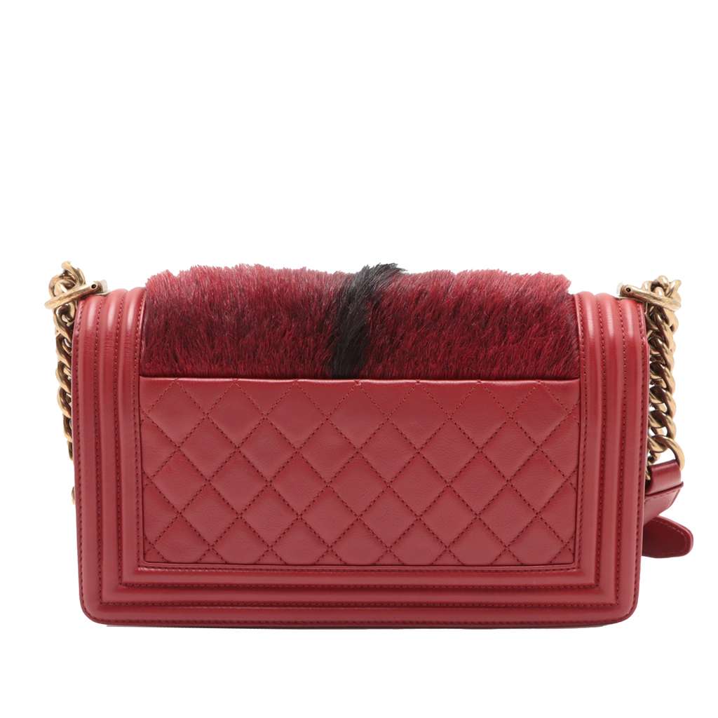 Chanel Old Medium Lambskin and Fur Boy Flap - Back view