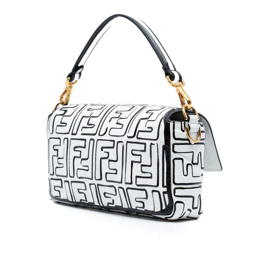 Fendi Joshua Vides California Sky Medium Embossed Leather Baguette Satchel - Back view