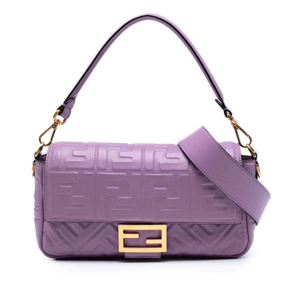 Fendi Zucca Embossed Leather Baguette Satchel