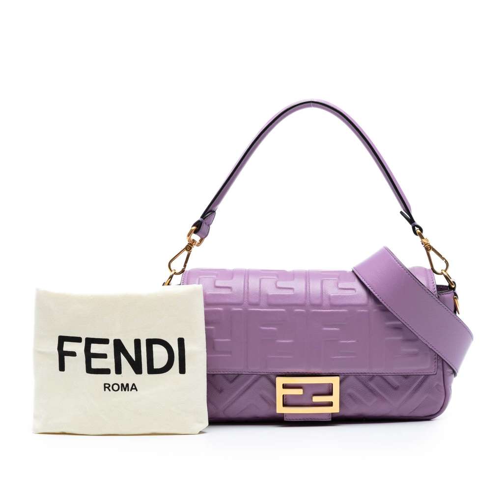 Fendi Zucca Embossed Leather Baguette Satchel - Image 10