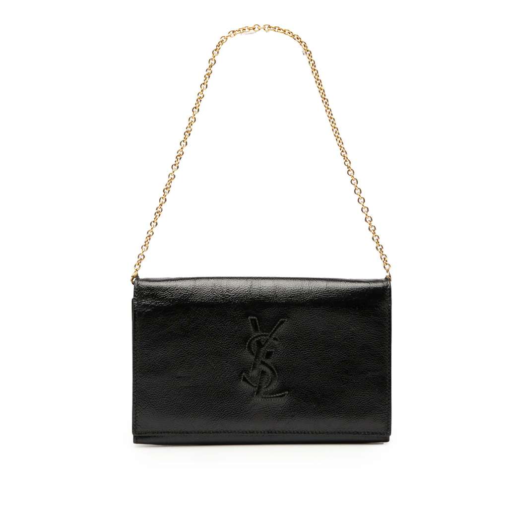 Saint Laurent Crinkled Calfskin Belle de Jour Chain Clutch