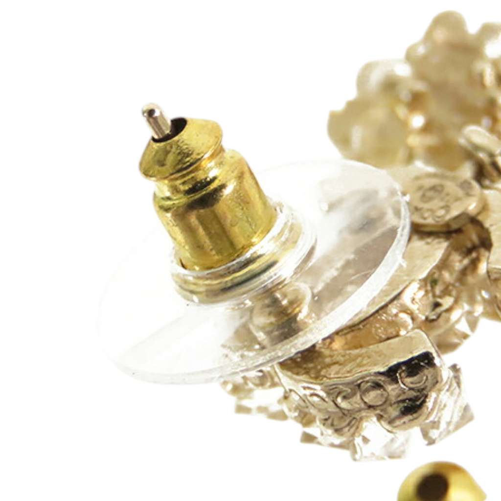 Chanel CC Gold Plated Rhinestone Embellished Drop Bullet Back Earrings - 5