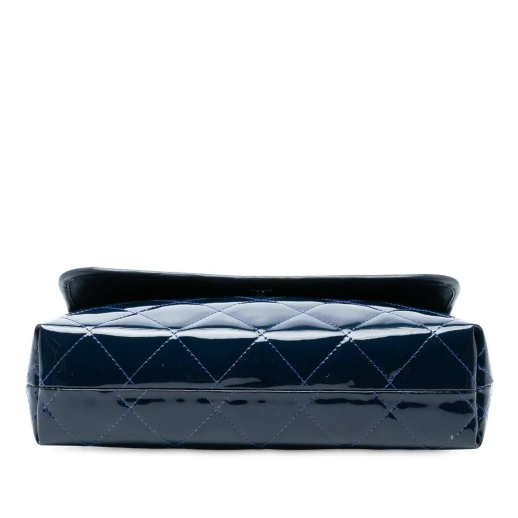 Chanel Quilted Patent In The Business Flap Blue Leather Very good - Inside View