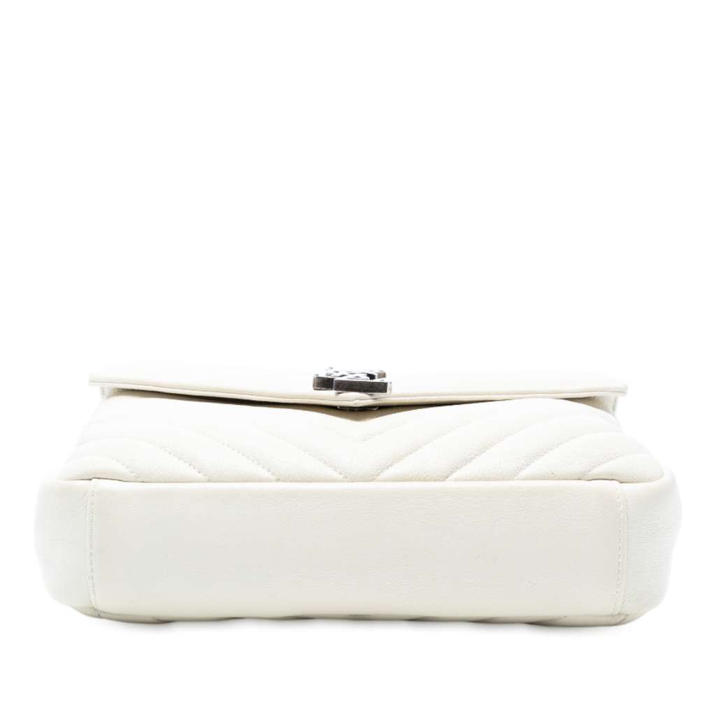 Saint Laurent Medium Chevron Sheepskin Monogram College Satchel - Image 6