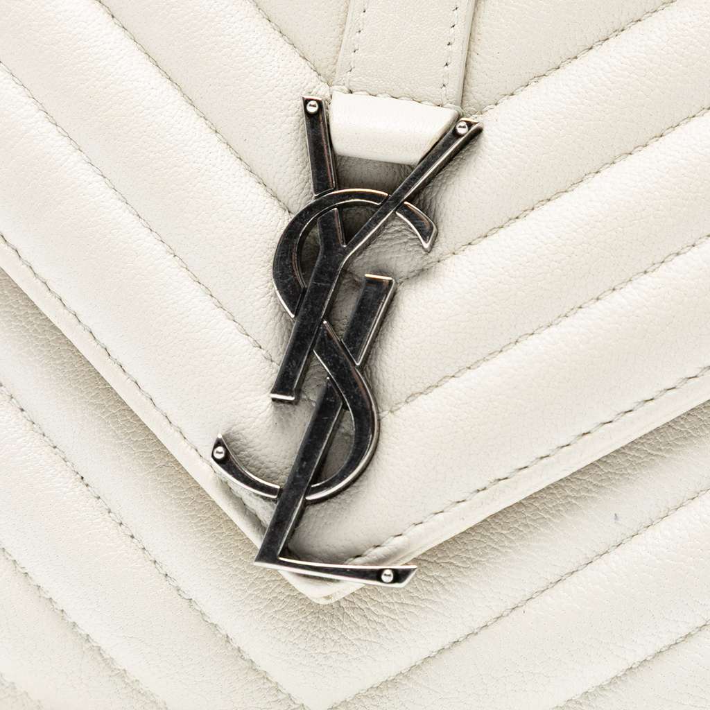 Saint Laurent Medium Chevron Sheepskin Monogram College Satchel - Detail 1