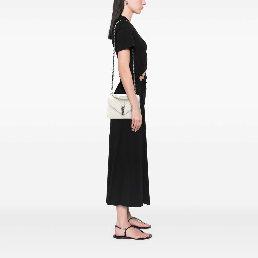 Saint Laurent Medium Chevron Sheepskin Monogram College Satchel - Detail 2