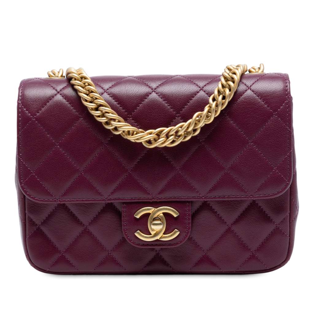 Chanel Mini Quilted Lambskin Straight Lined Chain Flap