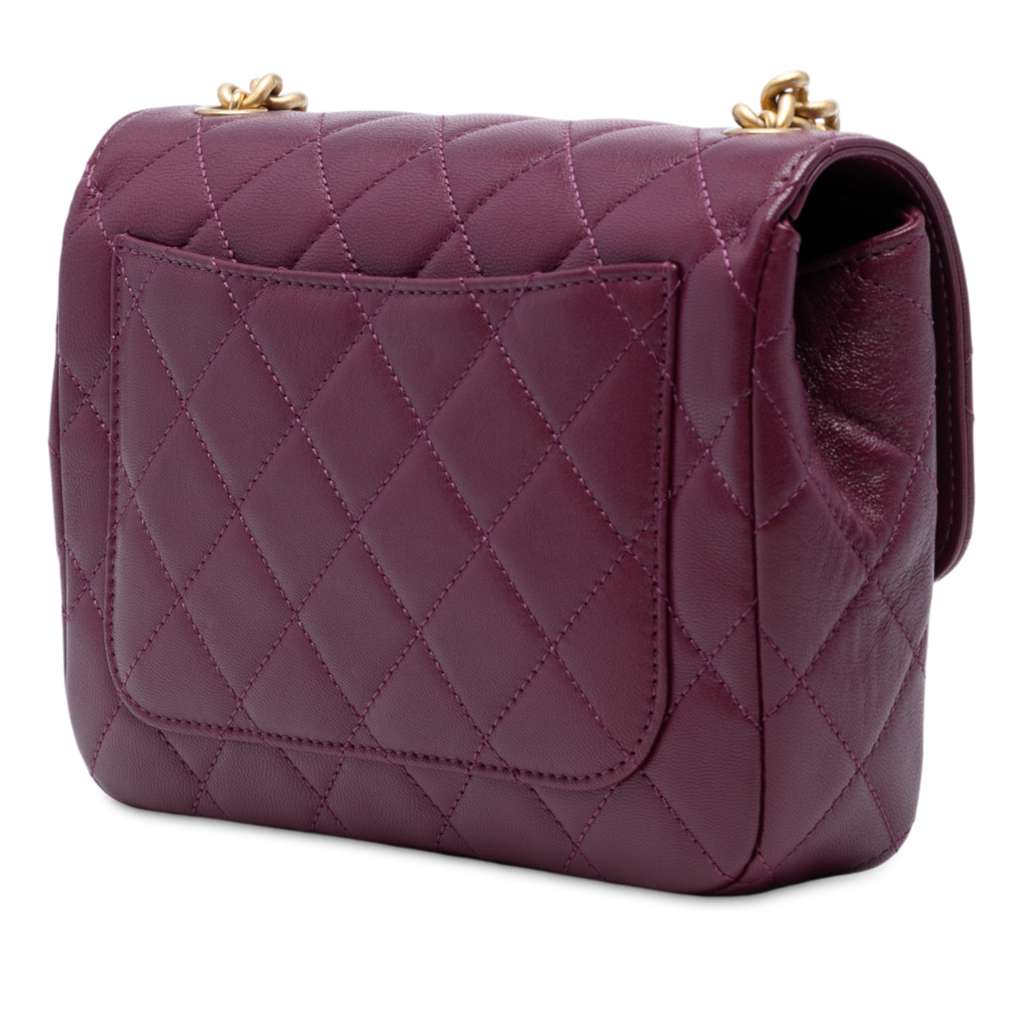 Chanel Mini Quilted Lambskin Straight Lined Chain Flap - Back view