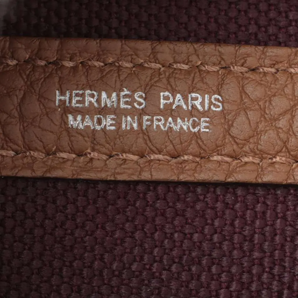 Hermès Toile Militaire and Negonda Garden Party 30 Purple Canvas Good - Model View