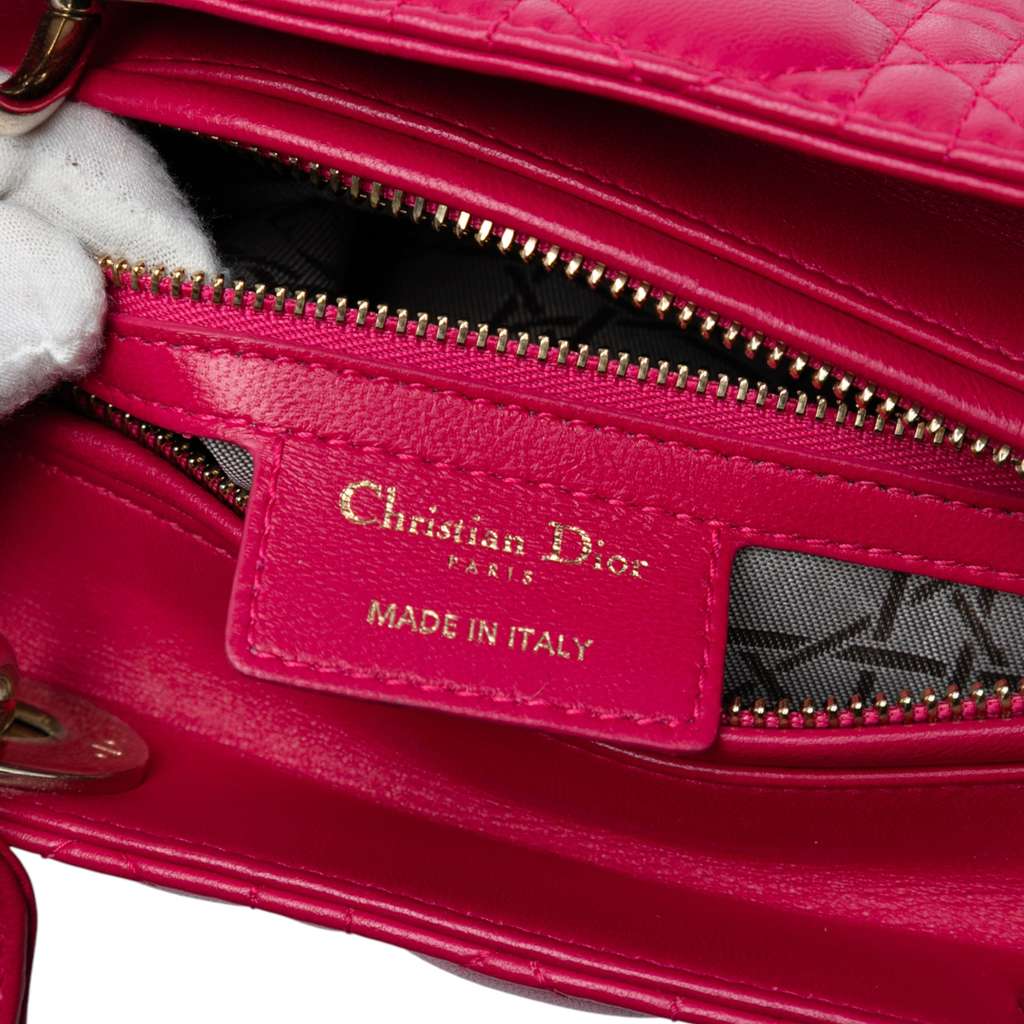 Dior Medium Lambskin Cannage Lady Dior - Side view