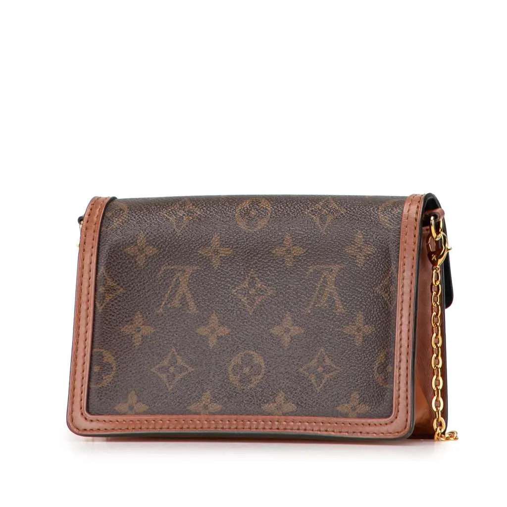 Louis Vuitton Monogram Reverse Dauphine Wallet on Chain Brown Canvas Very good - Back View