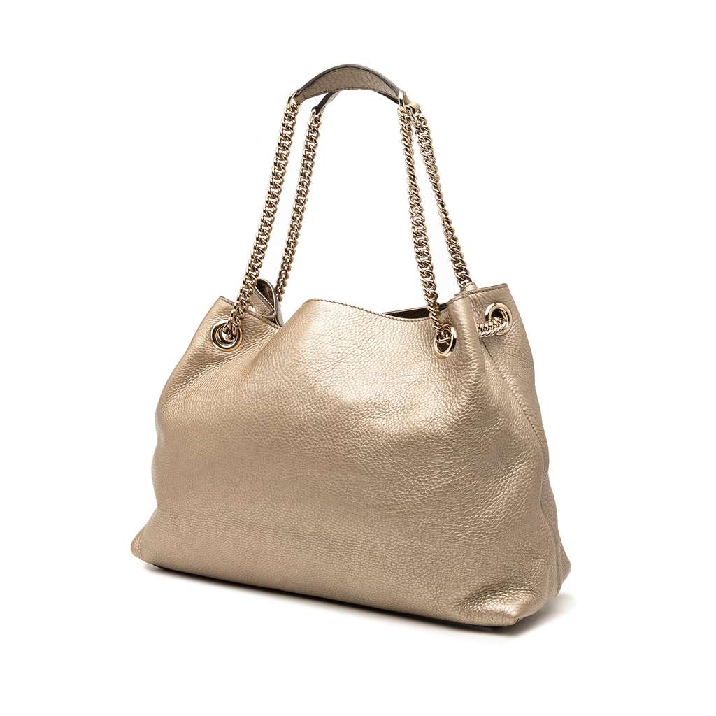 Gucci Medium Leather Soho Chain Tote - Back view