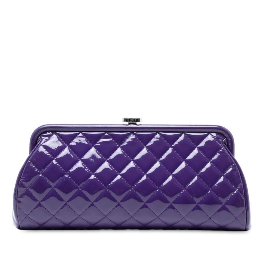 Chanel CC Quilted Patent Kiss Lock Clutch