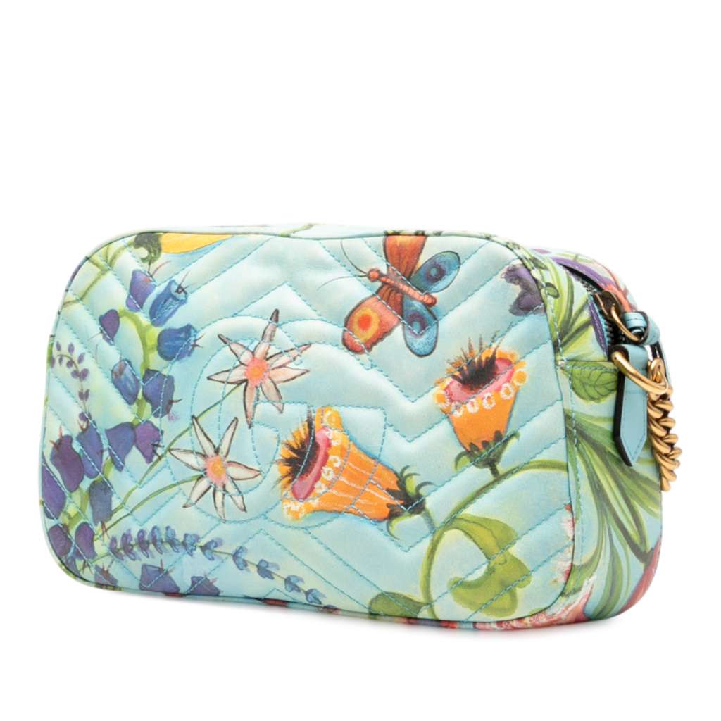 Gucci Unskilled Worker Small GG Marmont Matelasse Calfskin Flora Painted Crossbody - Back view