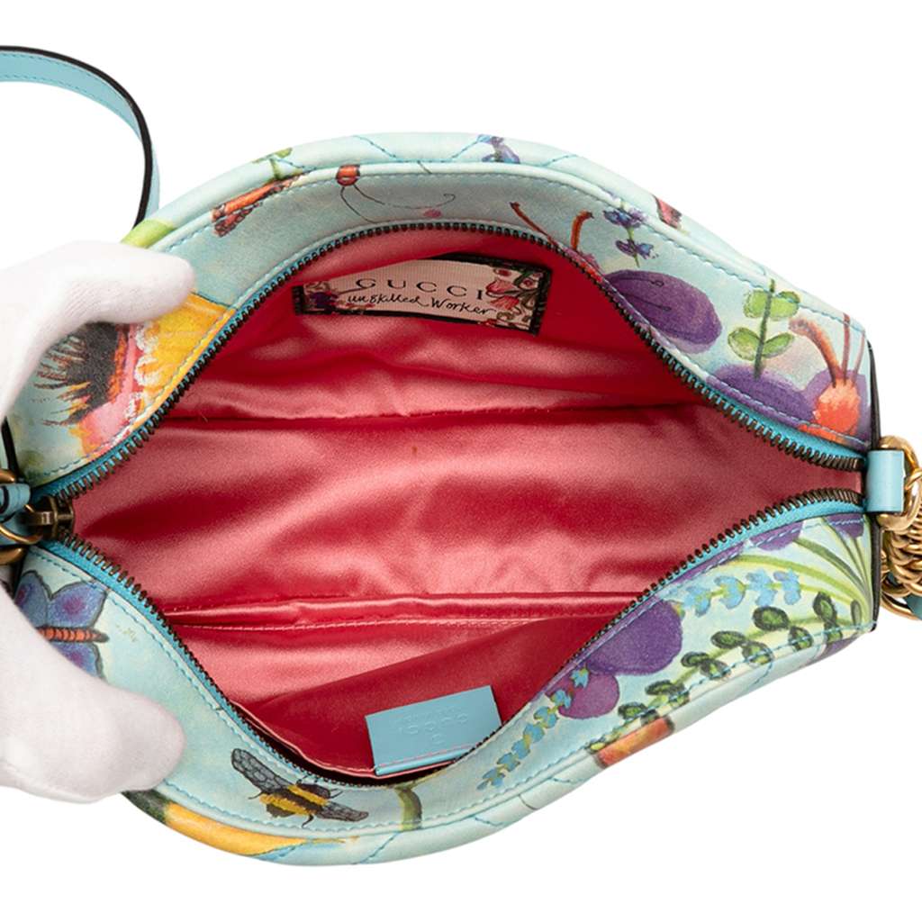 Gucci Unskilled Worker Small GG Marmont Matelasse Calfskin Flora Painted Crossbody - 4