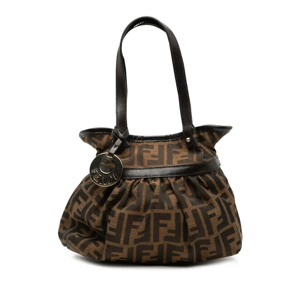 Fendi Mini Zucca Canvas Chef Handbag Brown Canvas Good - Front View