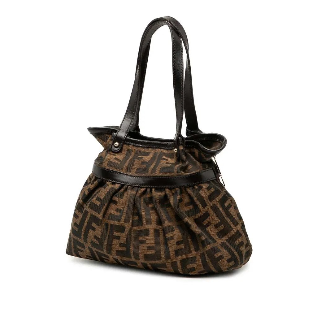 Fendi Mini Zucca Canvas Chef Handbag Brown Canvas Good - Back View
