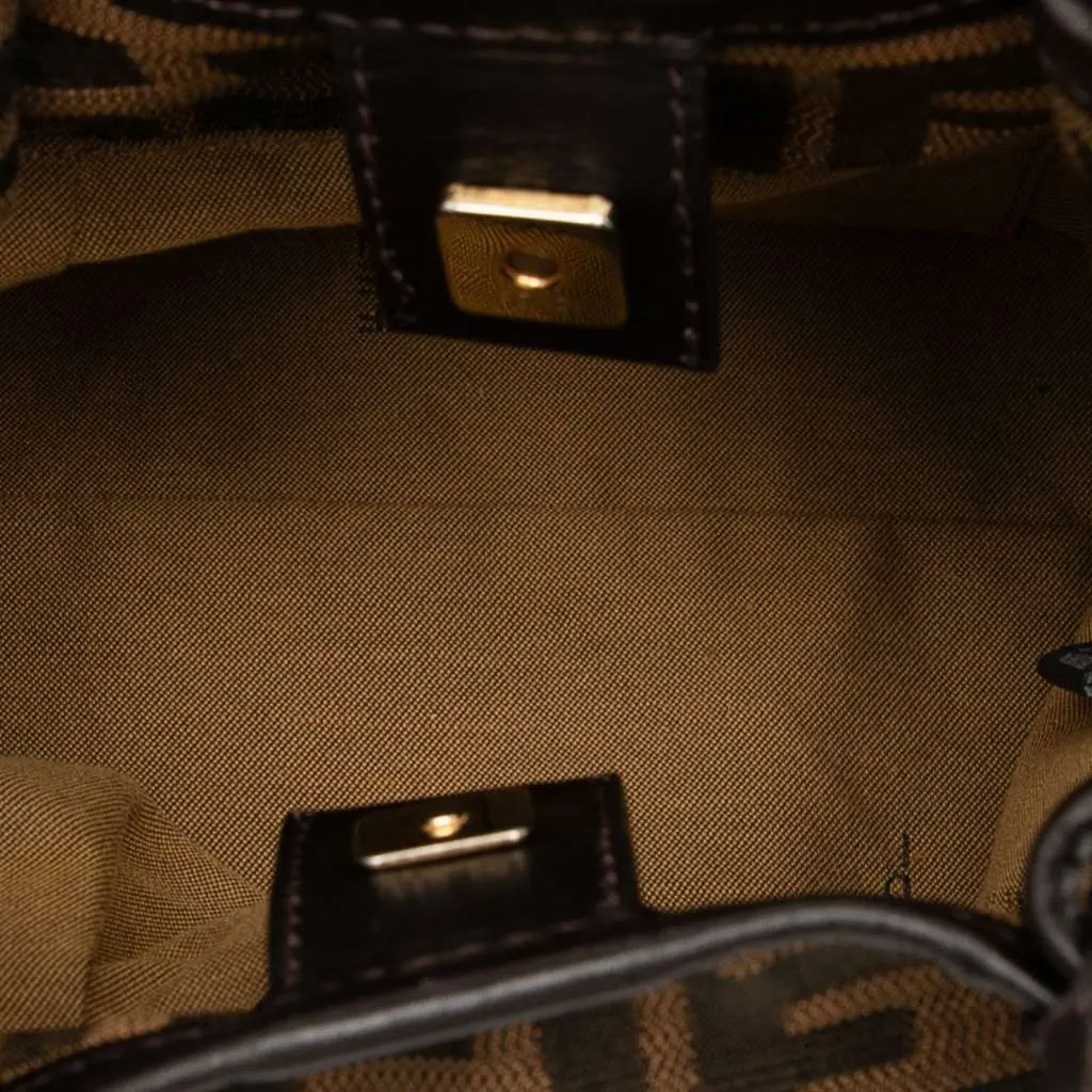 Fendi Mini Zucca Canvas Chef Handbag Brown Canvas Good - Model View