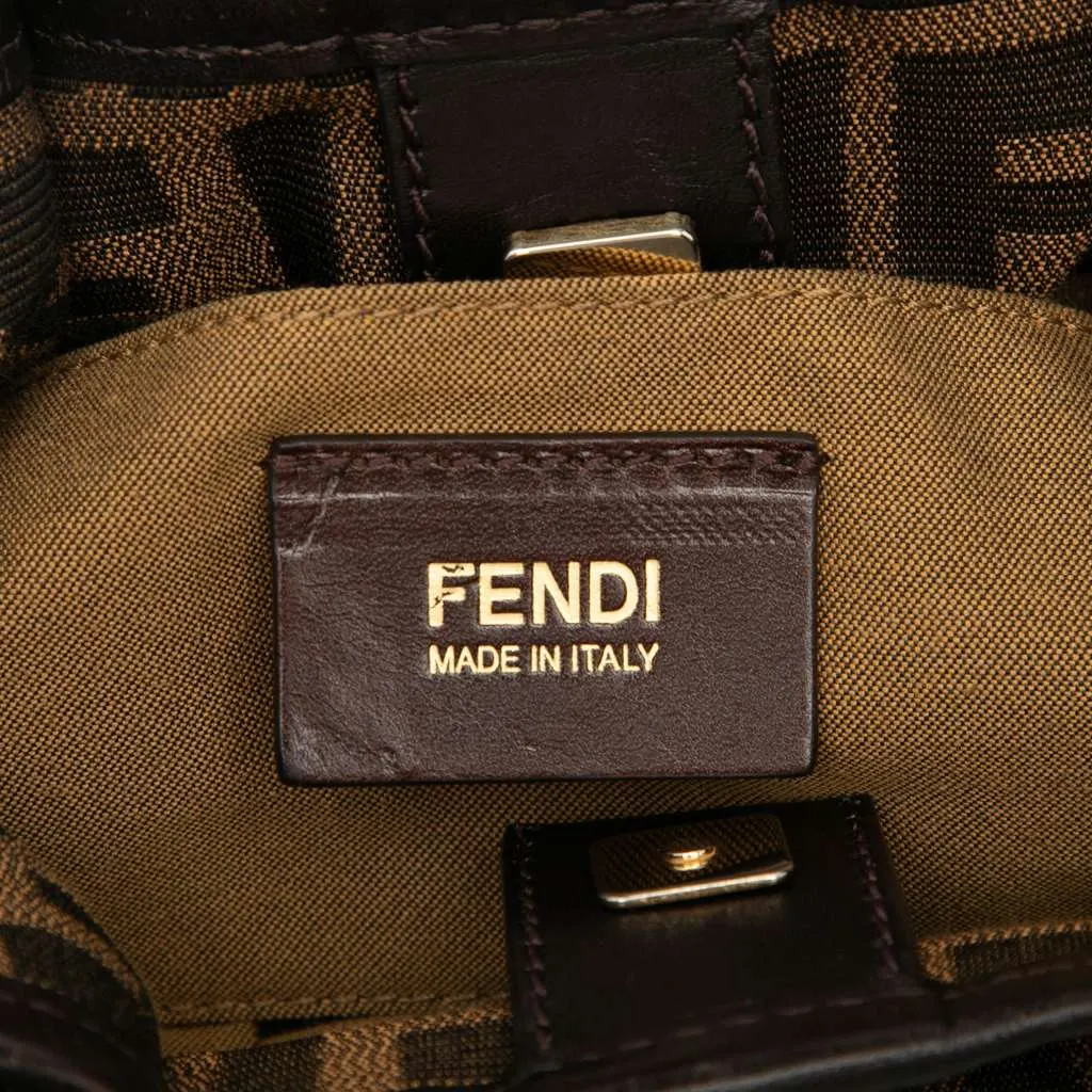Fendi Mini Zucca Canvas Chef Handbag Brown Canvas Good - Box View