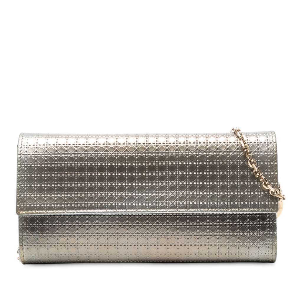 Dior Metallic Patent Microcannage Lady Dior Croisiere Wallet On Chain