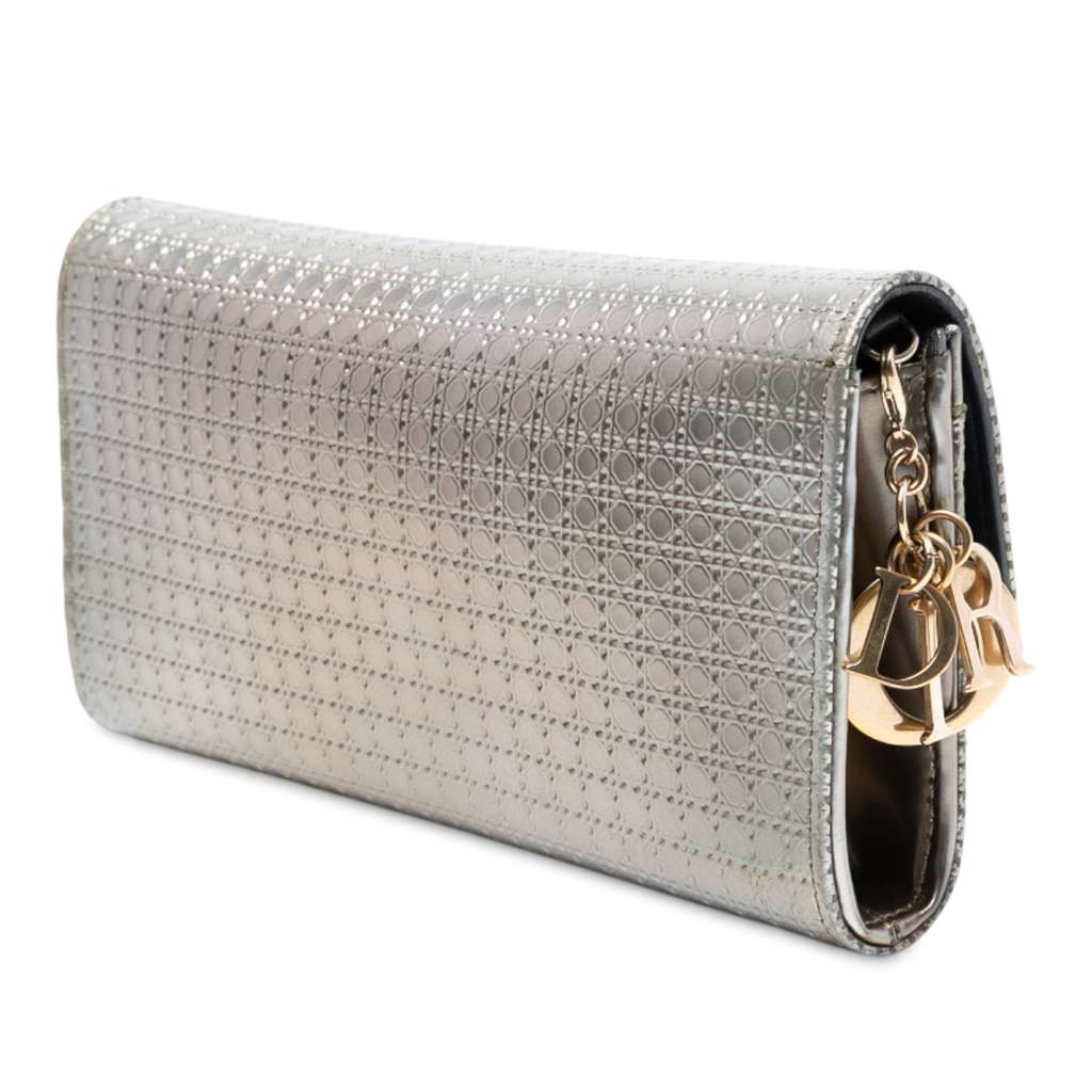 Dior Metallic Patent Microcannage Lady Dior Croisiere Wallet On Chain - Back view