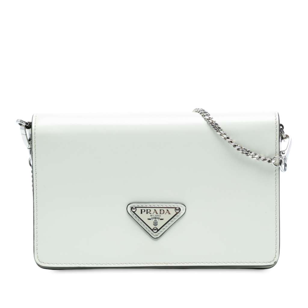 Prada Mini Brushed Leather Chain Crossbody
