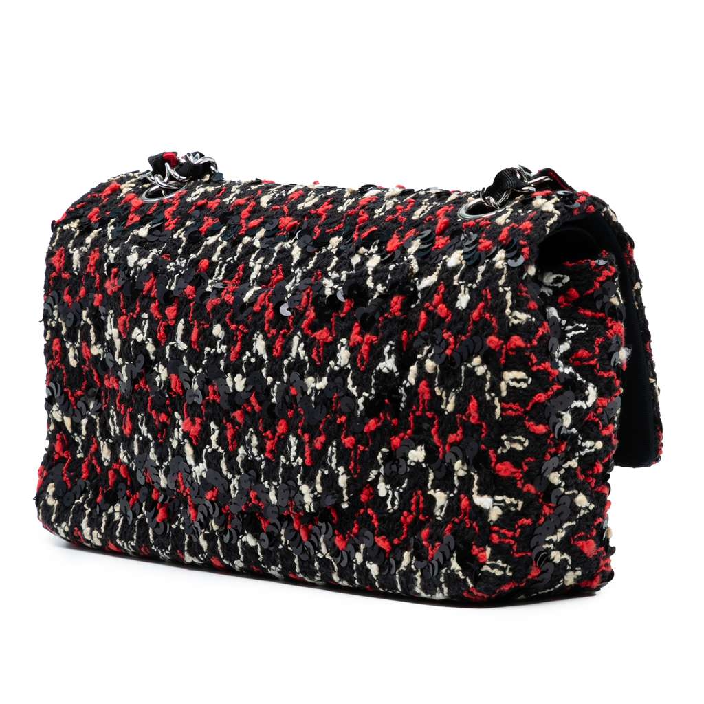 Chanel Medium Classic Sequined Tweed Double Flap - 2
