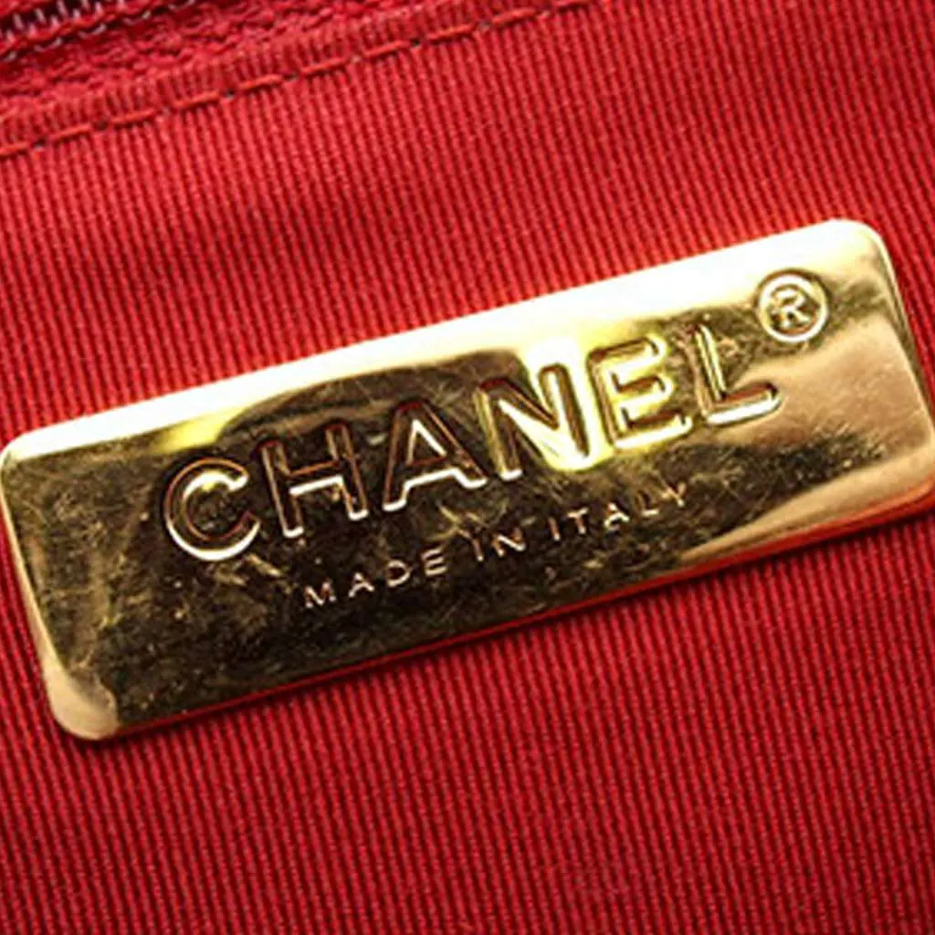 Chanel Quilted Lambskin Chain Infinity Top Handle Bag Red Leather Good - Box View