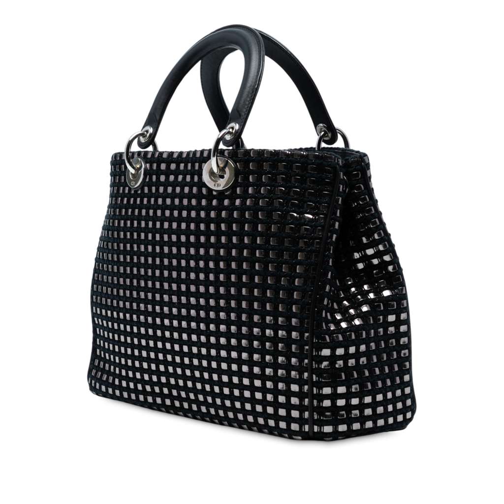 Dior Medium Metallic Tweed Patch Diorissimo Satchel - 2