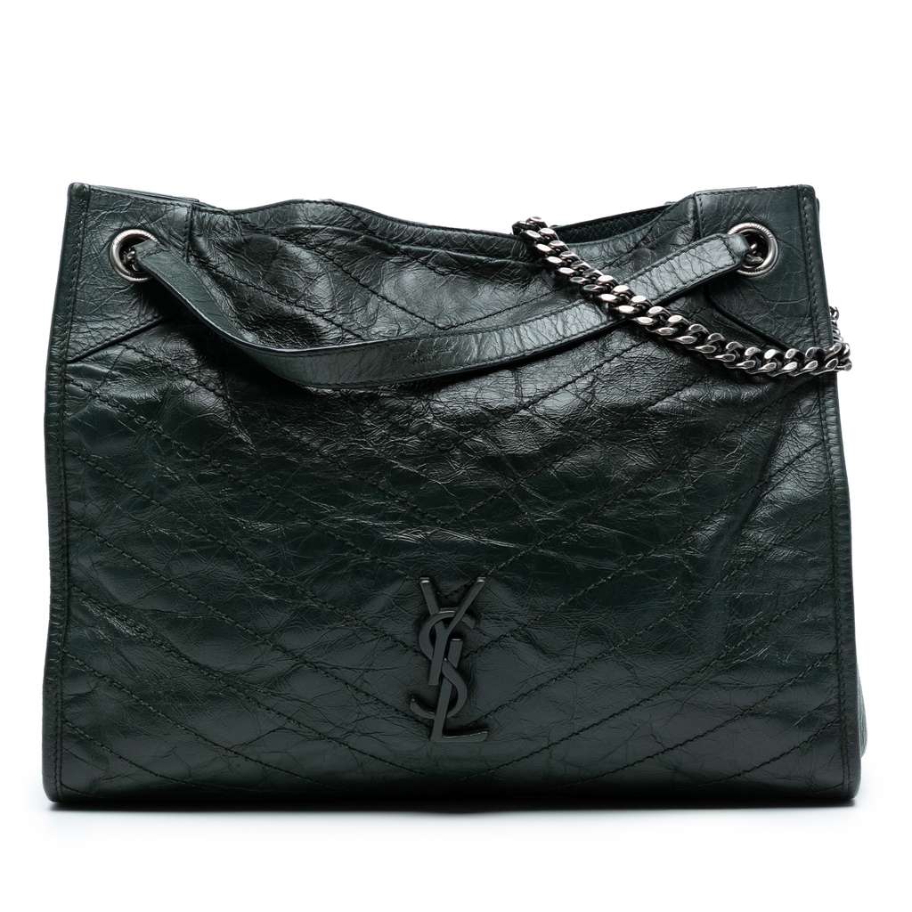 Saint Laurent Medium Crinkled Calfskin Monogram Niki Shopper Tote