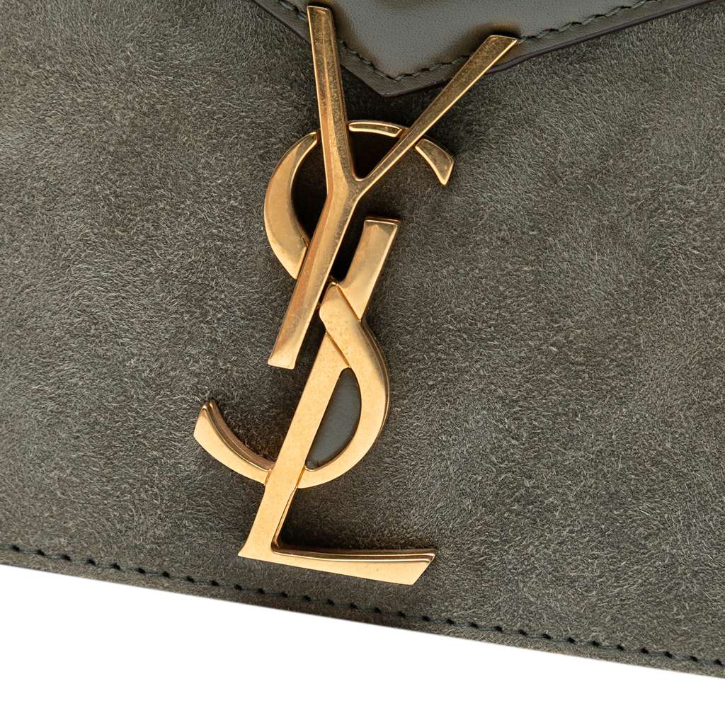 Saint Laurent Suede and Calfskin Monogram Cassandra Clasp Bag - 5