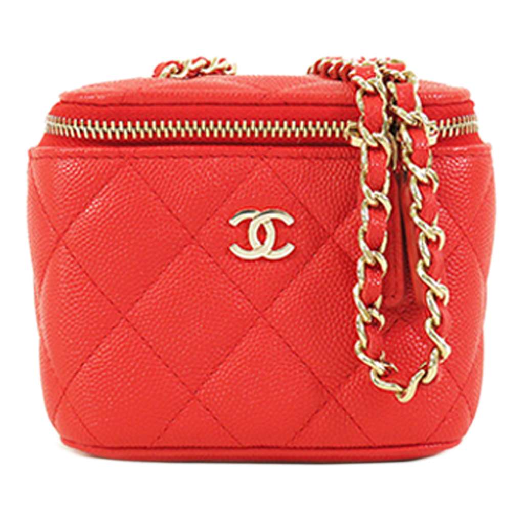 Chanel Mini Quilted Caviar Vanity Case with Chain