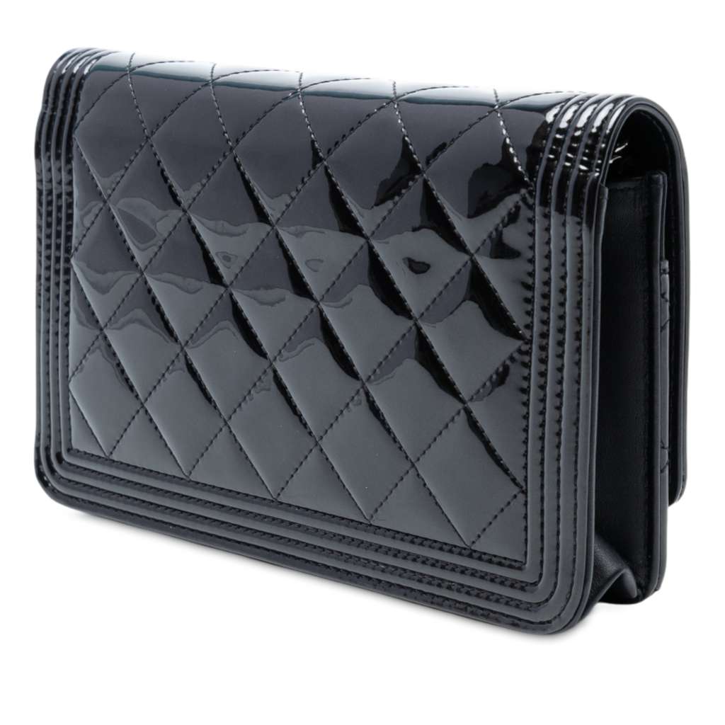 Chanel Quilted Patent Boy Wallet on Chain - 2