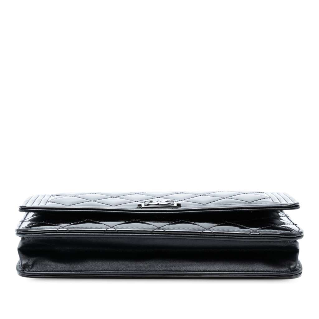 Chanel Quilted Patent Boy Wallet on Chain - 3