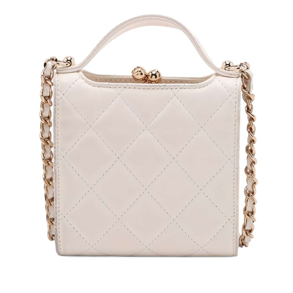 Chanel Mini CC Quilted Lambskin Kiss Lock Frame Top Handle Clutch with Chain - 2