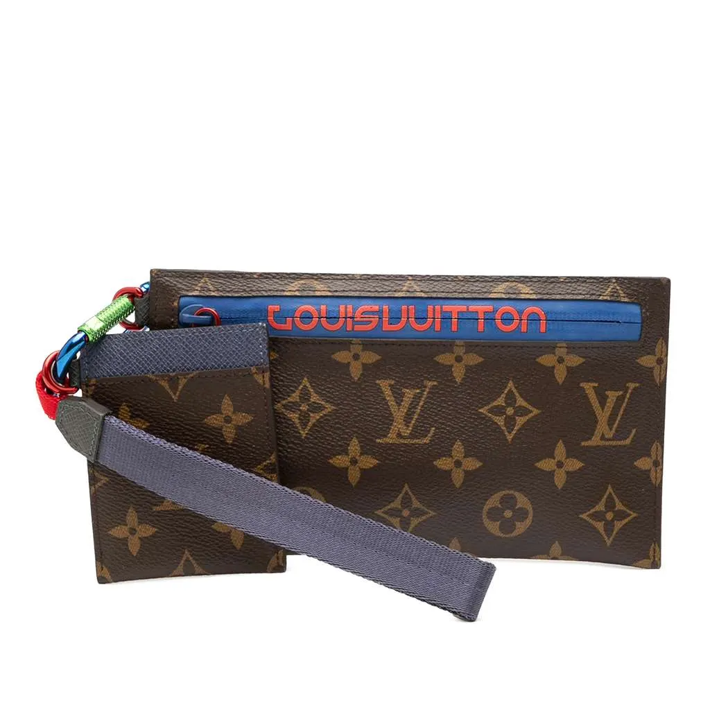 Louis Vuitton Monogram Outdoor Ribbon Pochette Brown Good - Front View