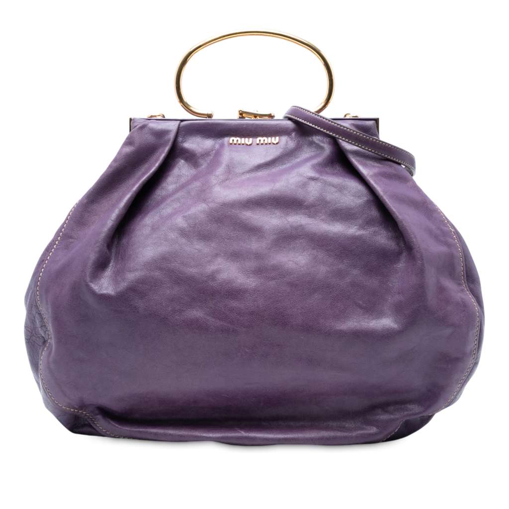 Miu Miu Distressed Leather Frame Satchel