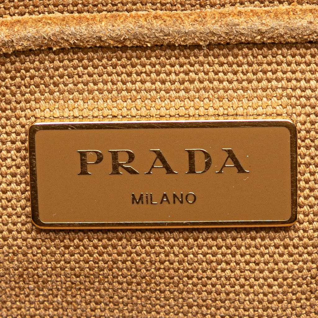 Prada Canvas and Suede Fringed Canapa Handbag - 5
