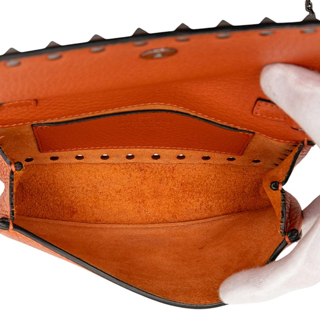 Valentino Pebbled Calfskin Rockstud Clutch on Chain - 4