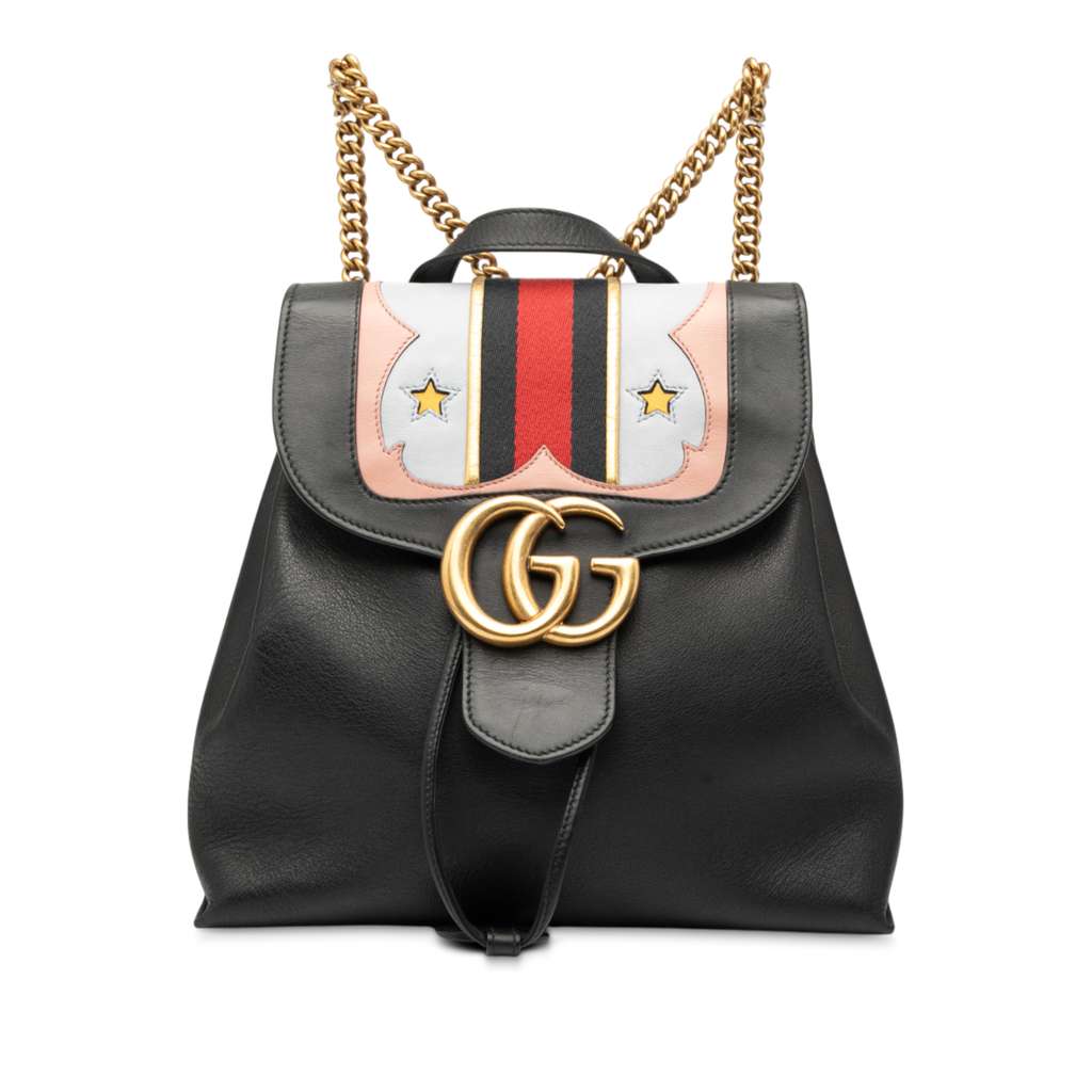 Gucci GG Marmont Leather Web Heart Backpack