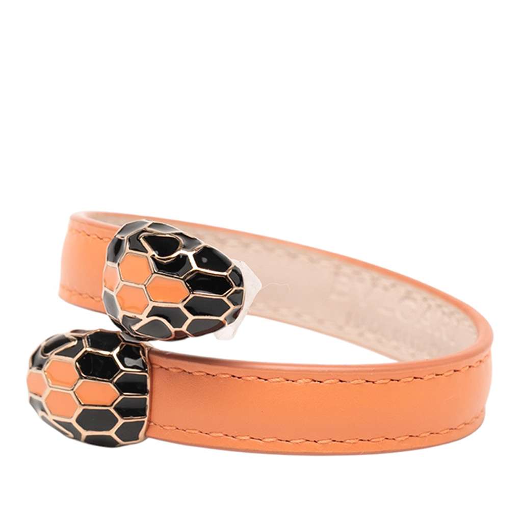 Bvlgari Calfskin and Gold Plated Enamel Serpenti Forever Bracelet - 2