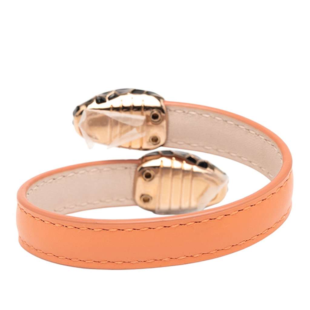 Bvlgari Calfskin and Gold Plated Enamel Serpenti Forever Bracelet - 3