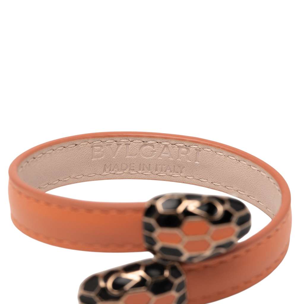 Bvlgari Calfskin and Gold Plated Enamel Serpenti Forever Bracelet - 4