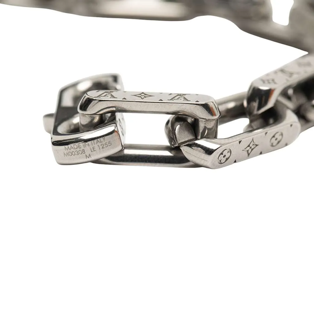 Louis Vuitton Stainless Steel Monogram Chain Bracelet M Silver Stainless steel Good - Model View