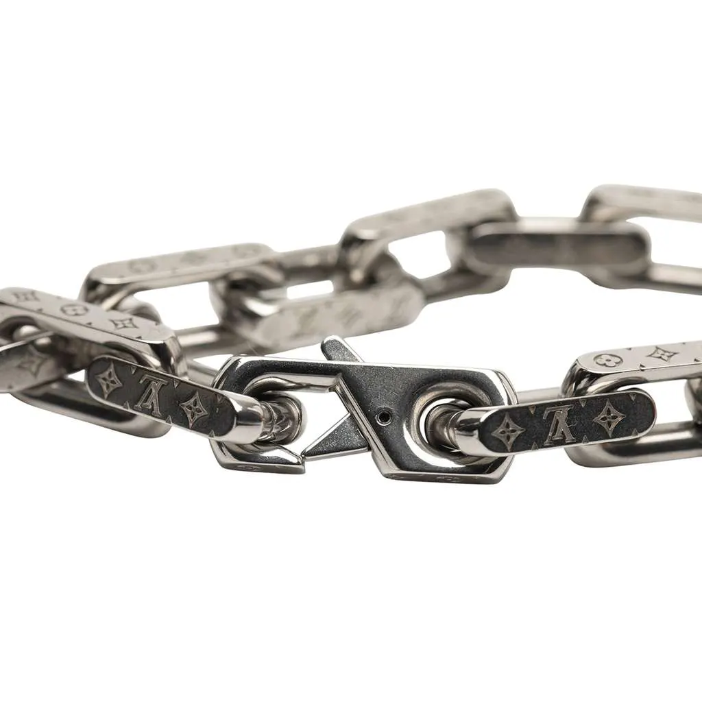 Louis Vuitton Stainless Steel Monogram Chain Bracelet M Silver Stainless steel Good - Box View
