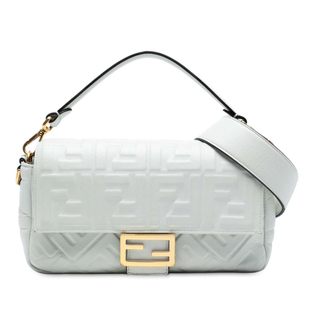 Fendi Zucca Embossed Leather Baguette Satchel