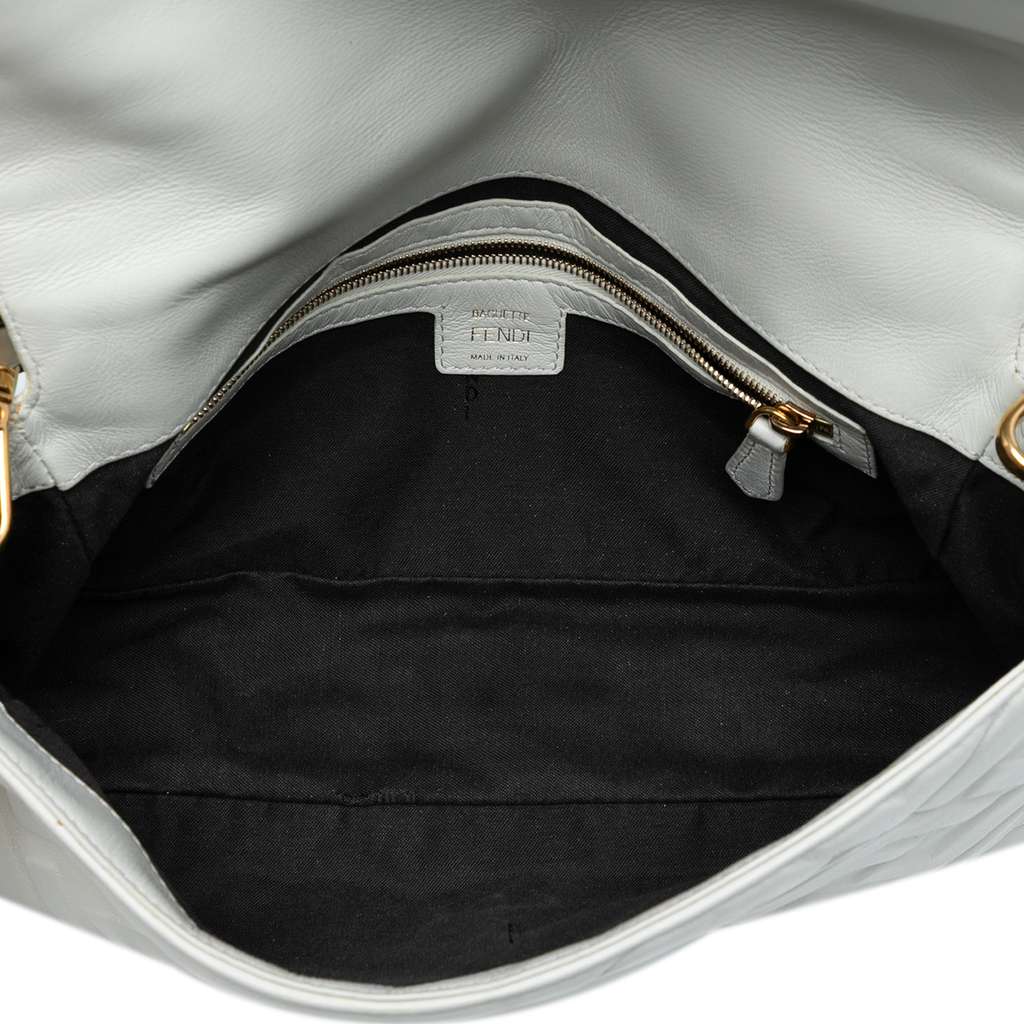 Fendi Zucca Embossed Leather Baguette Satchel - 4