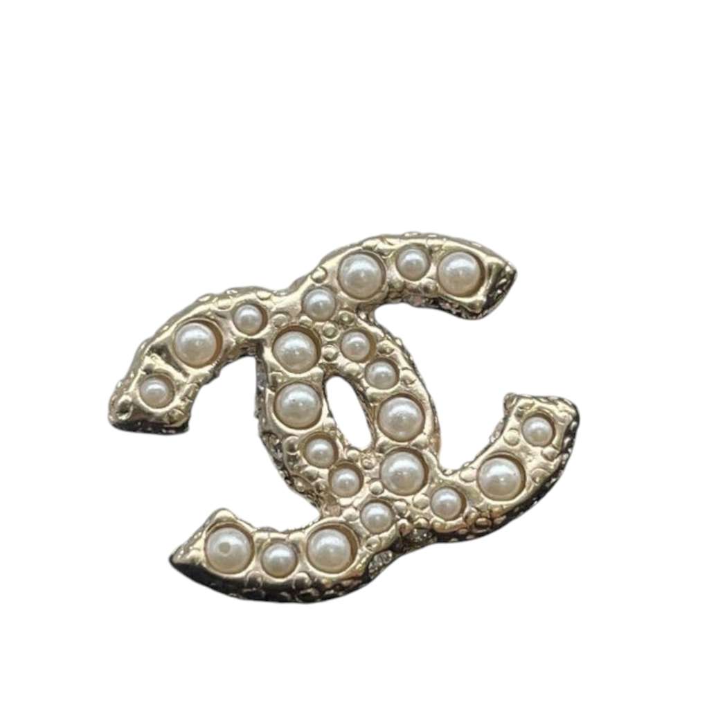 Chanel Gold Plated Faux Pearl CC Push Back Earrings - 4